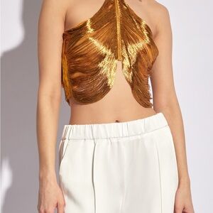 Cult Gaia Metallic Gold Crop Top